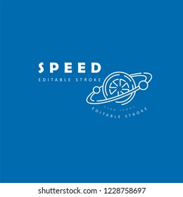 Vector icon and logo for speed motion. Editable outline stroke size. Line flat contour, thin and linear design. Simple icons. Concept illustration. Sign, symbol, element.
