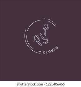 Vector icon and logo for spices and herbs. Editable outline stroke size. Line flat contour, thin and linear design. Simple icons. Concept illustration. Sign, symbol, element.