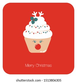 Vektorsymbol für Logo- oder Aufkleberdesign mit Weihnachtspancake oder Muffin auf rotem Hintergrund