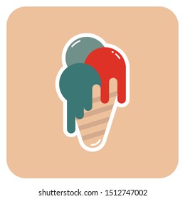 Vector icon or logo with sweet mint and strawberry balls of juicy ice cream for website or stickers