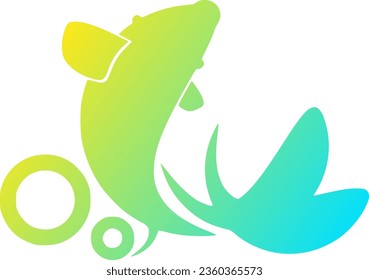 Vector icon logo template of a jumping fish for fisheries and fishing.
