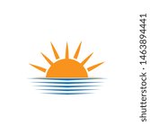 Vector Icon Logo Template Sun over horizon