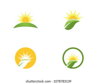 Vector Icon Logo Template Sun over horizon

