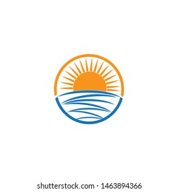 Vector Icon Logo Template Sun over horizon