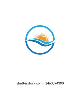 Vector Icon Logo Template Sun over horizon