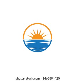 Vector Icon Logo Template Sun over horizon