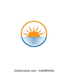 Vector Icon Logo Template Sun over horizon