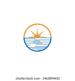Vector Icon Logo Template Sun over horizon