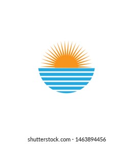 Vector Icon Logo Template Sun over horizon