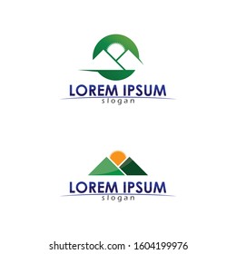 Vector Icon Logo Template Sun over horizon
