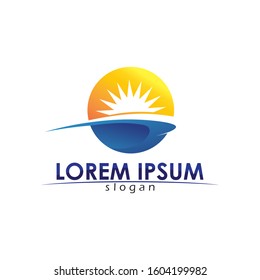 Vector Icon Logo Template Sun over horizon
