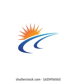 Vector Icon Logo Template Sun over horizon