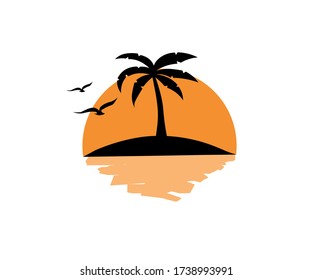 Vector Icon Logo Template Sun over horizon.