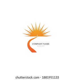 Plantilla de logotipo de icono vector Sun sobre horizonte