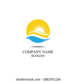 Vector Icon Logo Template Sun over horizon