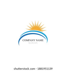 Vector Icon Logo Template Sun over horizon
