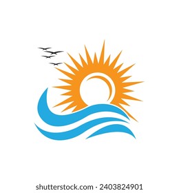 Vector Icon Logo Template Sun over horizon