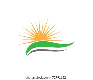 Vector Icon Logo Template Sun over horizon