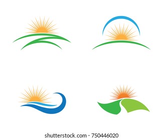 Vektorillustration-Symbol Logo-Vorlage Sun über Horizont