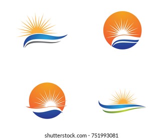 Vector Icon Logo Template Sun over horizon