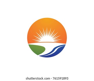 Vector Icon Logo Template Sun over horizon