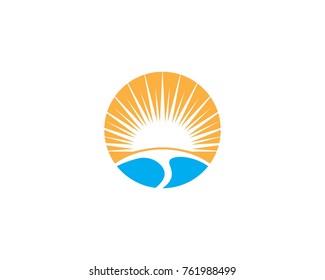 Vector Icon Logo Template Sun over horizon