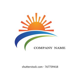 Vector Icon Logo Template Sun over horizon