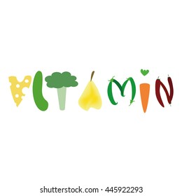 Vector , icon , logo. Vitamins emblems, icons and labels set