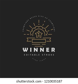 Vector icon and logo winner and champion. Editable outline stroke