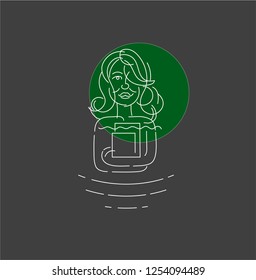 Vector icon and logo women character avatars, creative team. Editable outline stroke size. Line flat contour, thin and linear design. Simple icons. Concept illustration. Sign, symbol, element.