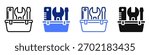 Vector icon or logo of work toolbox related to construction and real estate industry, repairing and fixing service. Symbol for website or app UI, logo design, illustration