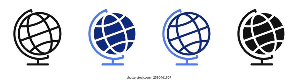 Vector icon or logo of world globe related to global internet network, geography, navigation, travel. Symbol for website or app ui, logo design, illustration