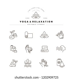 Vector icon and logo for yoga or relaxation. Editable outline stroke