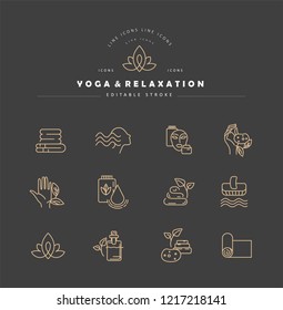 Vector icon and logo for yoga or relaxation. Editable outline stroke