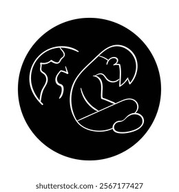 Vector icon for loneliness. Hand-drawn illustration of a person sitting alone with a globe, symbolizing isolation and emotional struggle.