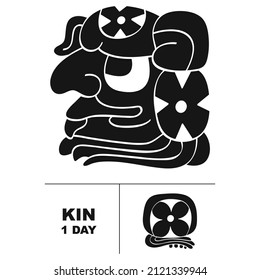 Vector icon with long count glyph from Maya calendar. Period symbol Kin