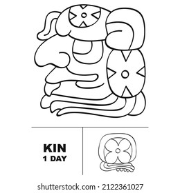 Vector icon with long count glyph from Maya calendar. Period symbol Kin
