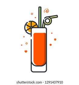 Vector Icon Of Long Island Iced Tea Cocktail. Suitable For Advertising, Bar Menu Decor, Application Design