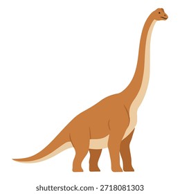Icono de Vector de un dinosaurio Brachiosaurus de cuello largo caminando aislado sobre un fondo blanco para la educación