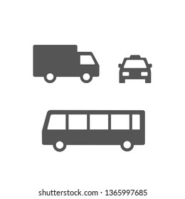 Vector icon lorry, truck, passenger car, passenger bus