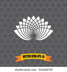 Vector Icon of Lotus on Dark Gray Background. Eps.10.