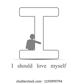 vector icon  I  love myself   illustration on white background.