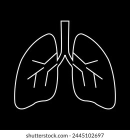 Vector icon of lungs on a black background. A simple drawing of lungs on a black background. Vector illustration eps 10