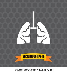 Vector Icon of Lungs on Dark Gray Background. Eps.10.