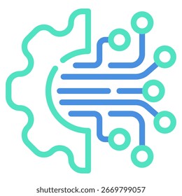 Vector icon of a machine learning brain with interconnected nodes For web, app, infographic, etc