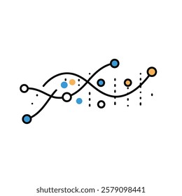 Vector icon: Machine learning model with data points and curve on a white background