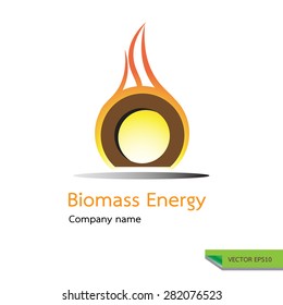 vector icon made from fire burning wood  symbols. biomass energy logo design concept.