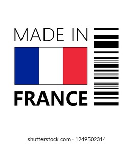 VECTOR ICON OF MADE IN FRANCE WITH BAR CODE 