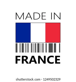 VECTOR ICON OF MADE IN FRANCE WITH BAR CODE 