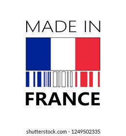 VECTOR ICON OF MADE IN FRANCE WITH BAR CODE 